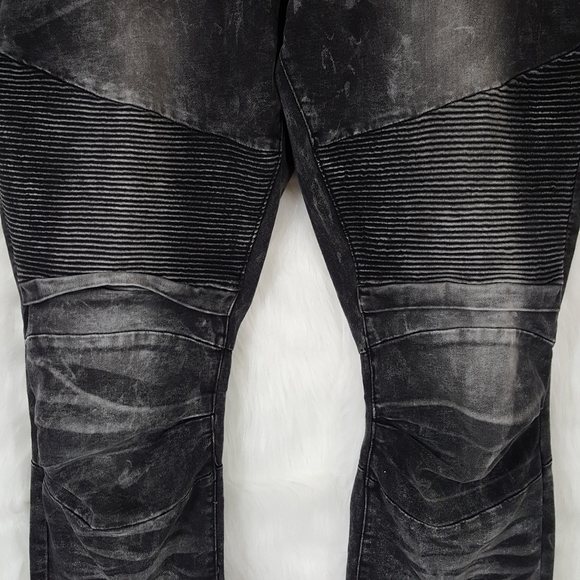 Blue Stitch Black Moto Jeans Big & Tall - Picture 3 of 8